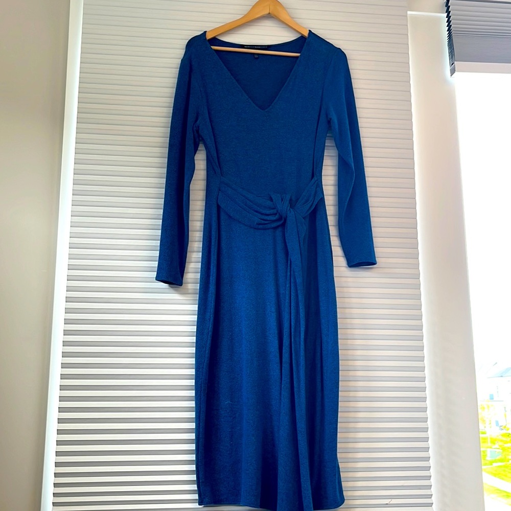 Long sleeve formal blue sweater dress